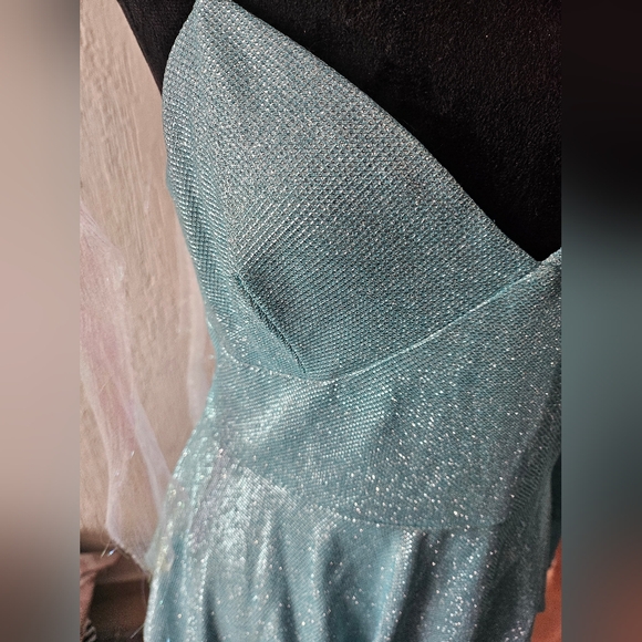 Blue Shimmer Tiered Dress - Picture 6 of 9